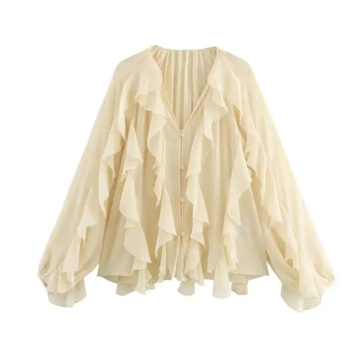 Blusa Chiffon Babados Brukki