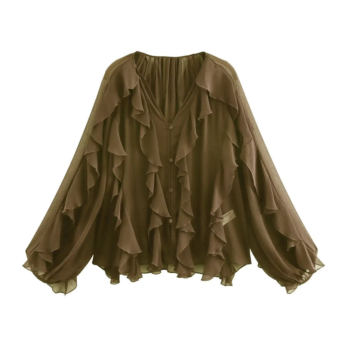 Blusa Chiffon Babados Brukki
