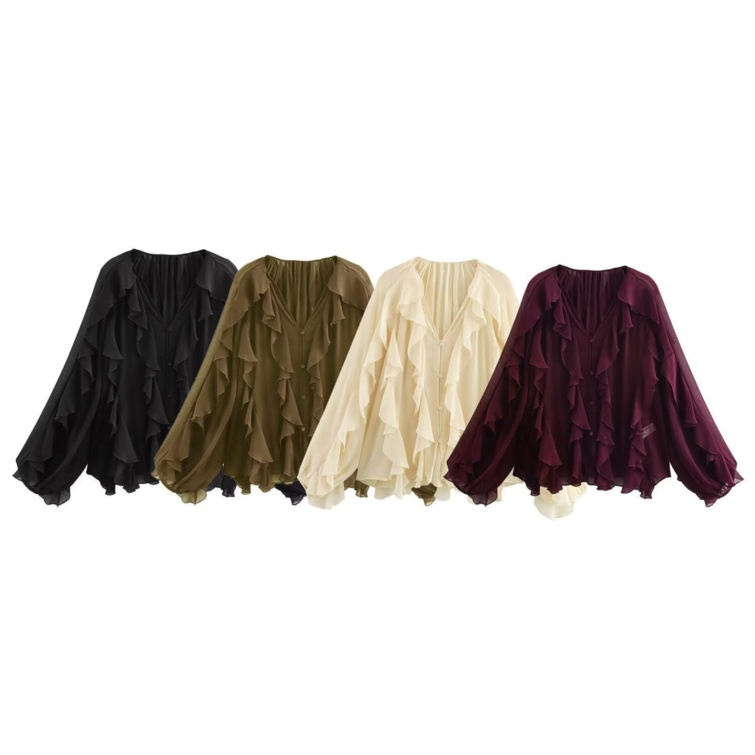 Blusa Chiffon Babados Brukki