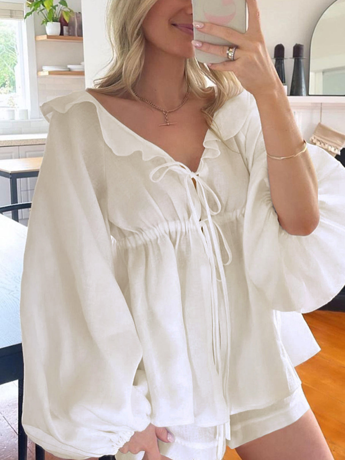 Conjunto de Camisa e Short em Algodão e Linho