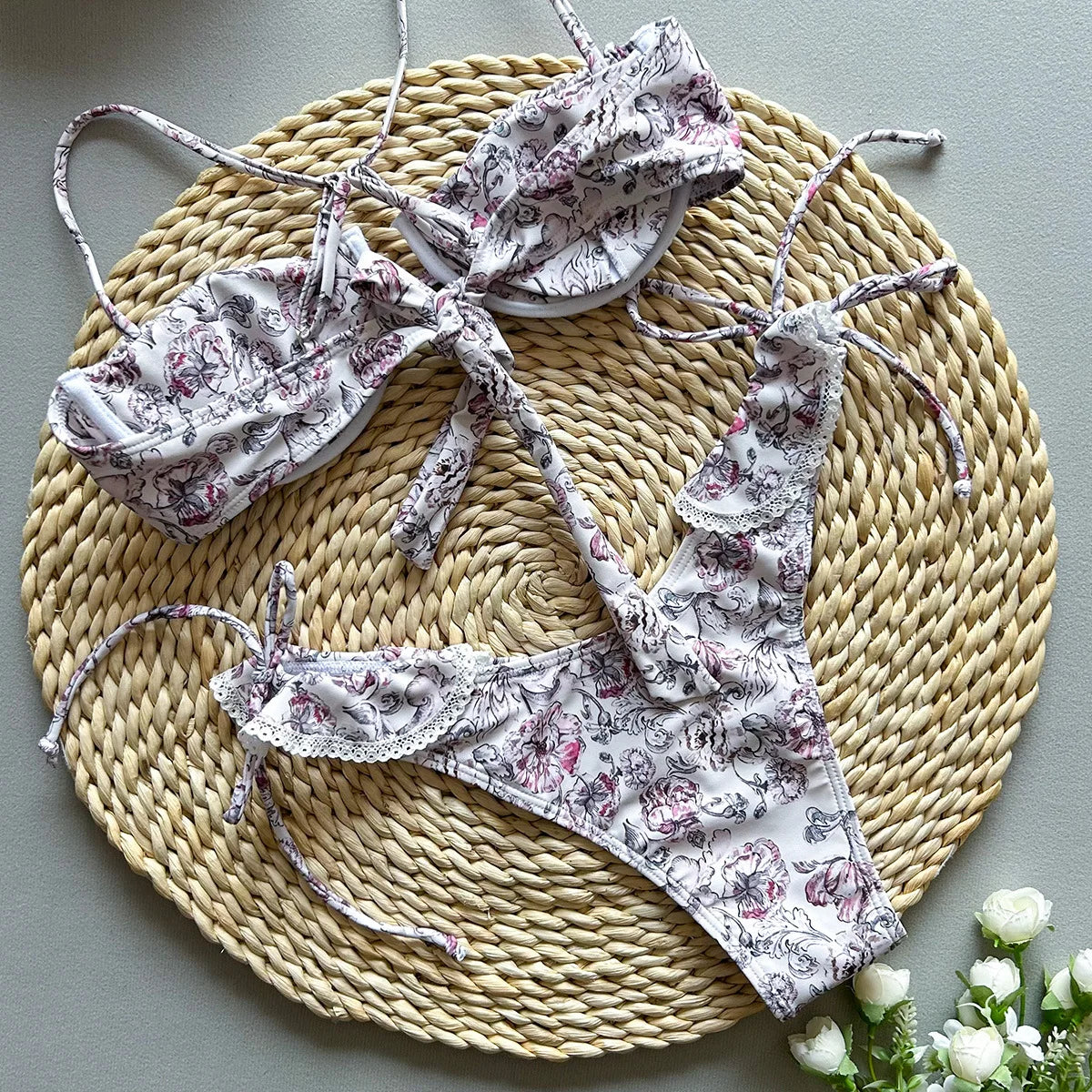 Biquíni Floral Plissado - Maiolot