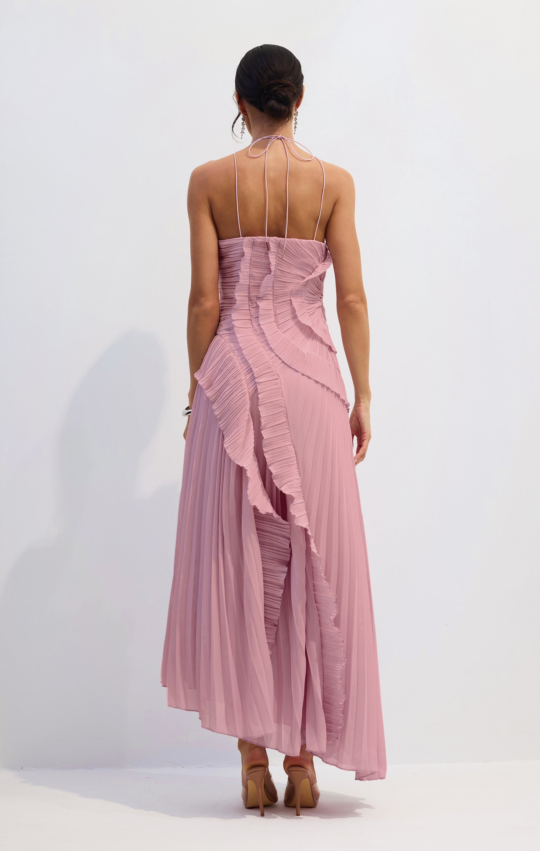 Vestido Midi Plisado Asimétrico