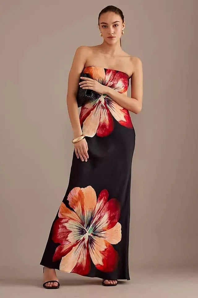 Vestido Maxi Floral Noir Bella