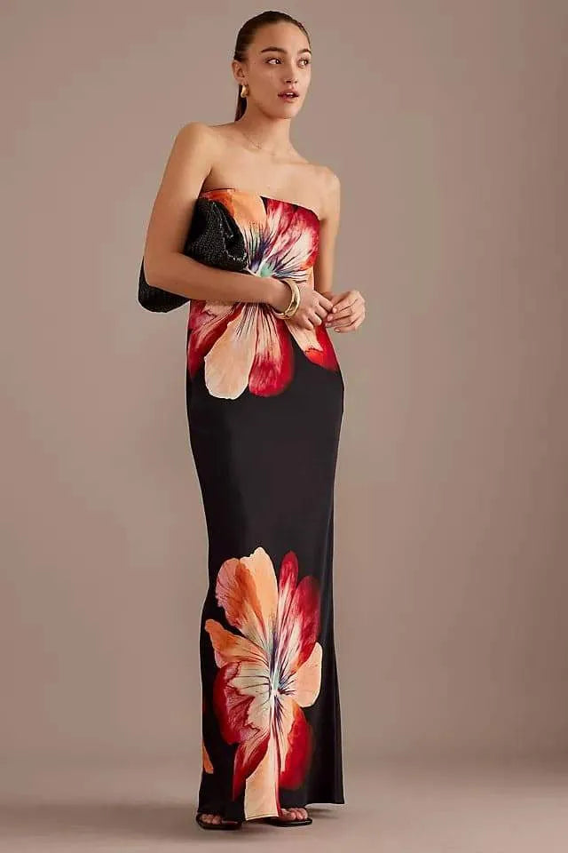 Vestido Maxi Floral Noir Bella