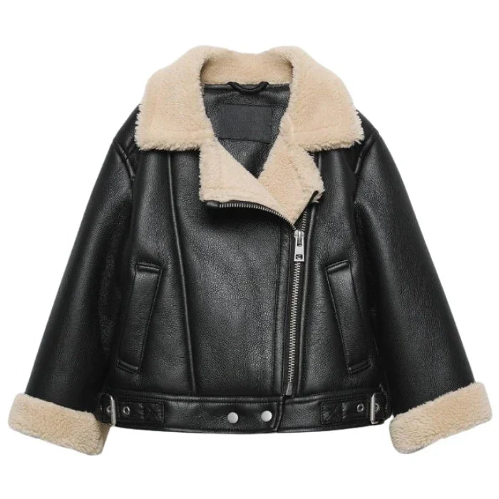 Jaqueta De Couro Feminina Escocesa Aveludada