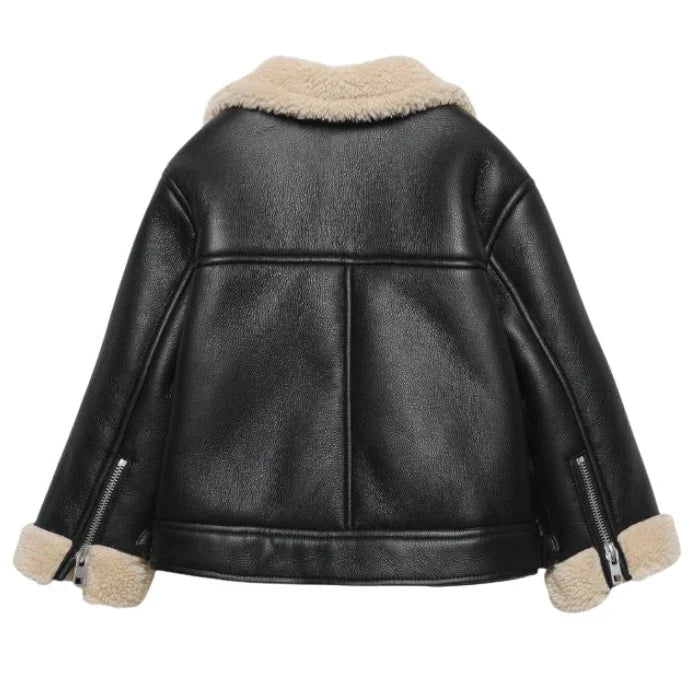 Jaqueta De Couro Feminina Escocesa Aveludada