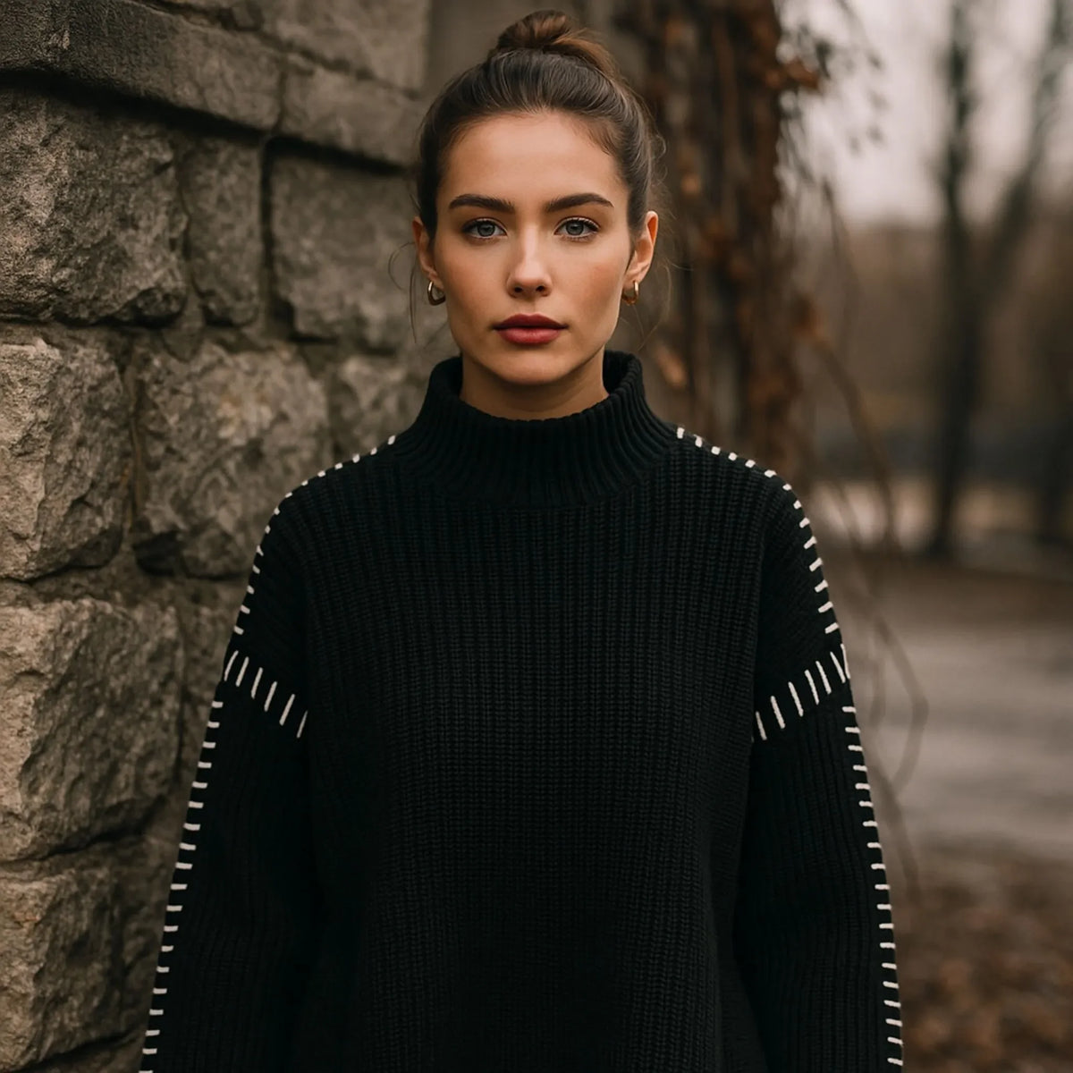 Suéter Feminino Gola Alta de Lã Luara
