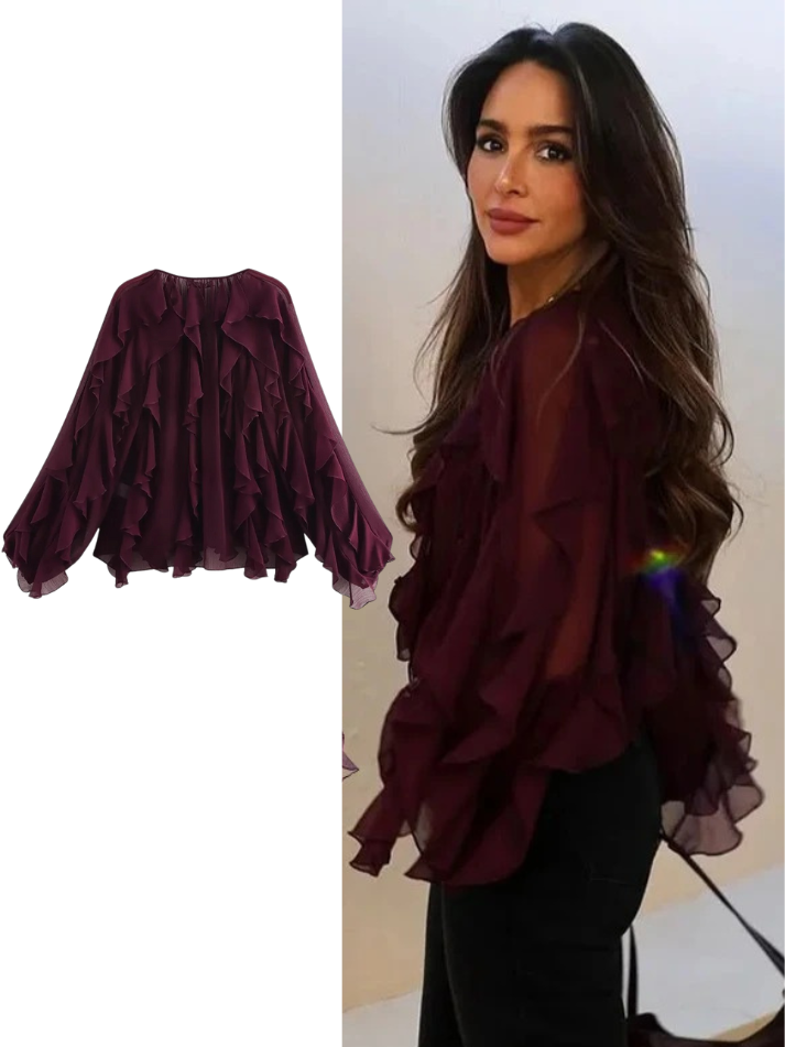 Blusa Chiffon Babados Brukki