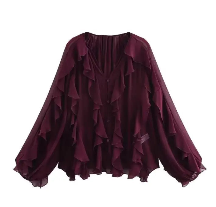 Blusa Chiffon Babados Brukki