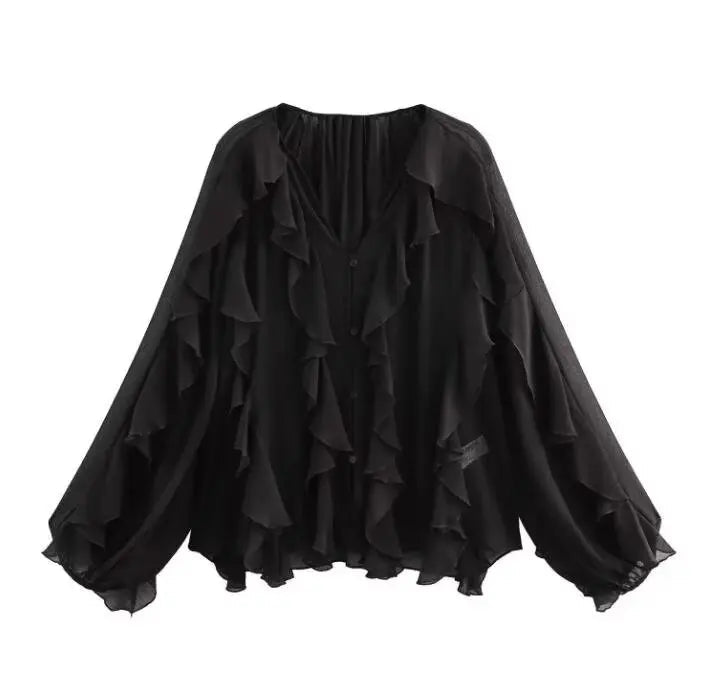 Blusa Chiffon Babados Brukki