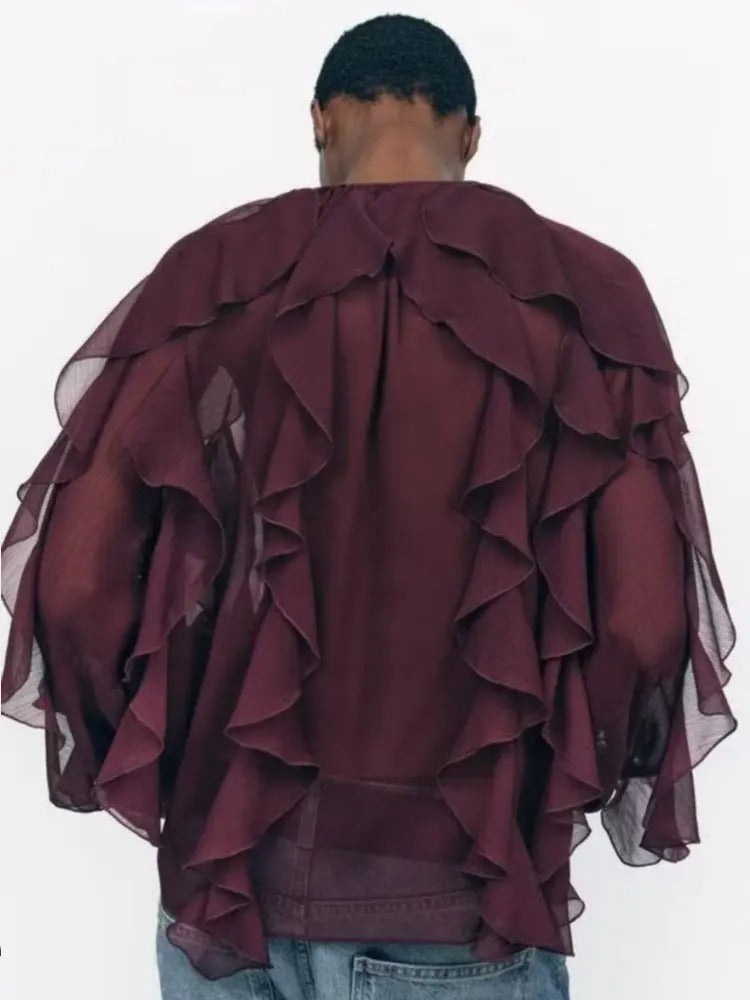 Blusa Chiffon Babados Brukki