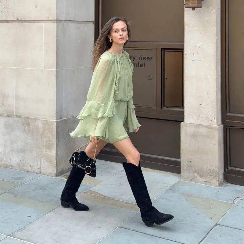Vestido Boho Verde Pistache