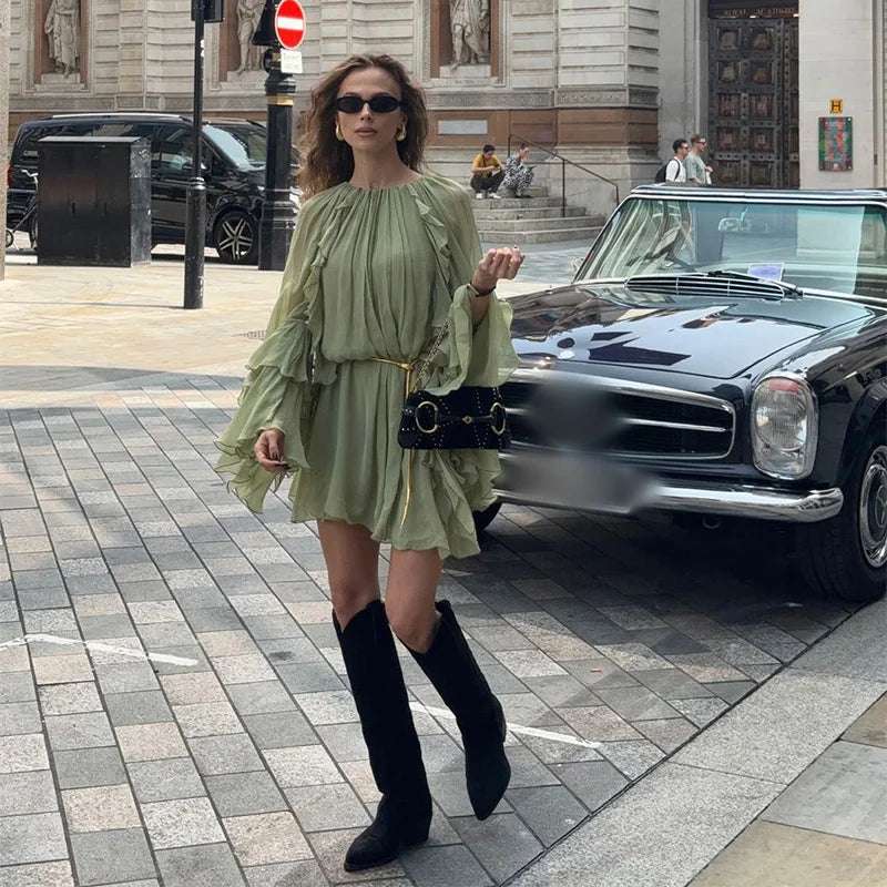 Vestido Boho Verde Pistache