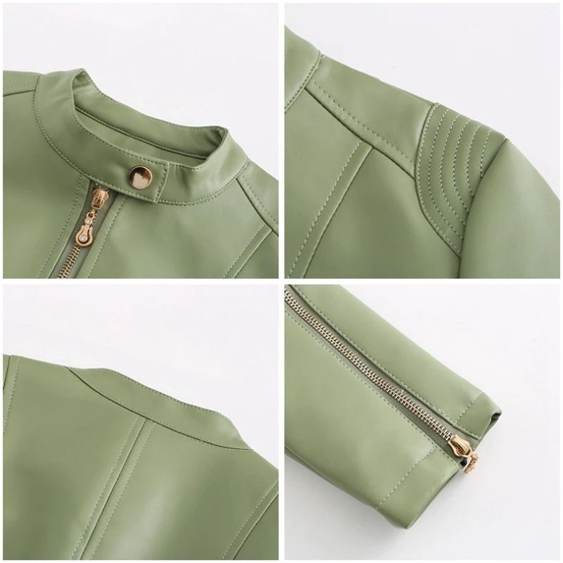 Jaqueta de Couro Gola Alta