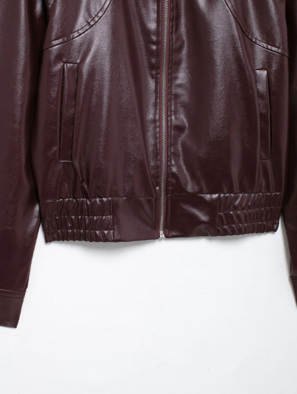 Jaqueta de Couro com Ziper Frontal