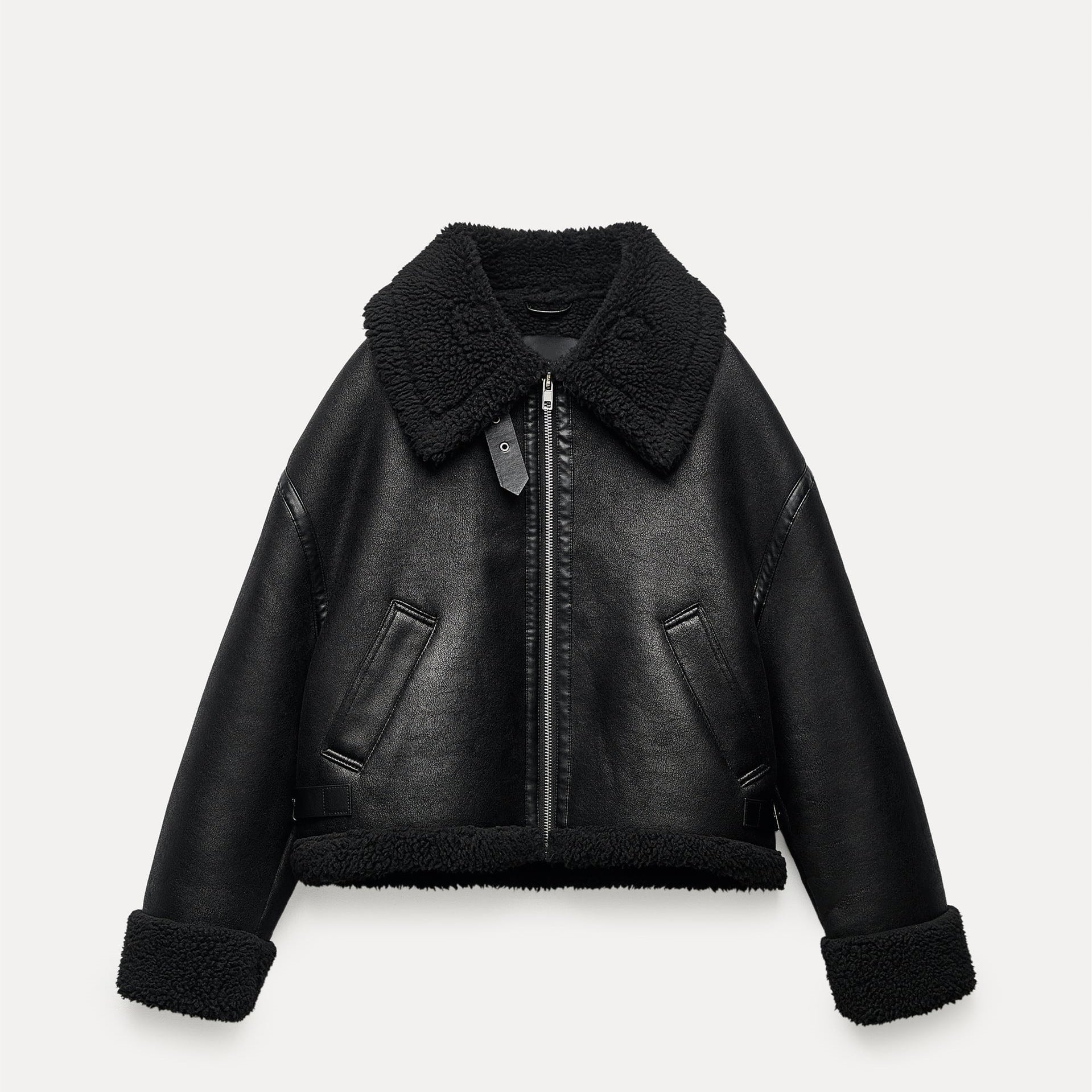 Jaqueta de Couro Forrada em Lã